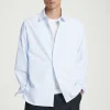 COS WIDE OVERSIZED COTTON OXFORD SHIRT BLUE / PINSTRIPED Store