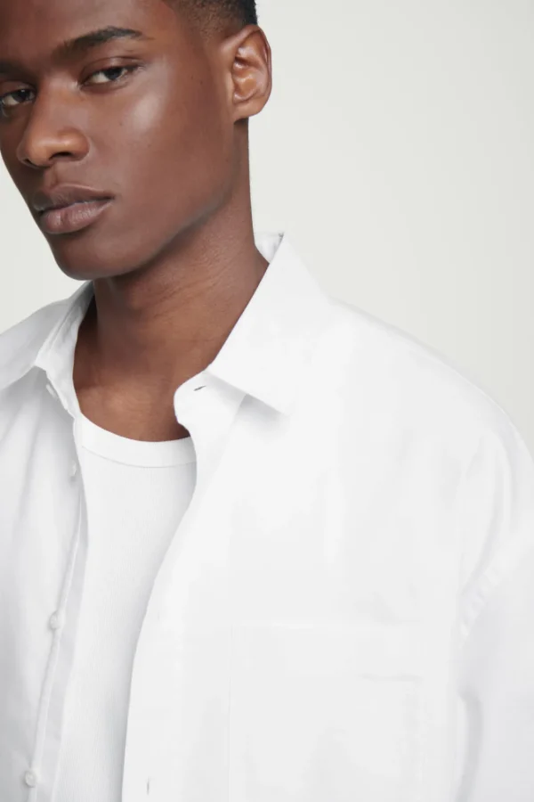 COS WIDE OVERSIZED COTTON OXFORD SHIRT WHITE Discount