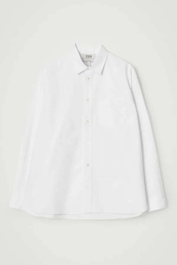 COS WIDE OVERSIZED COTTON OXFORD SHIRT WHITE Discount