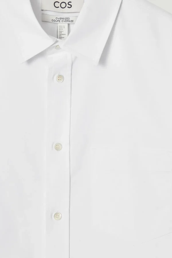 COS WIDE OVERSIZED COTTON OXFORD SHIRT WHITE Discount