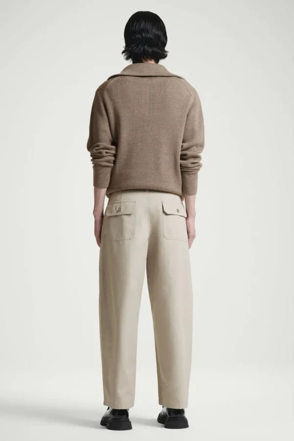 COS WIDE-LEG COTTON UTILITY PANTS MOLE Discount