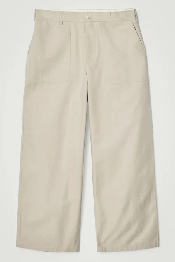 COS WIDE-LEG COTTON UTILITY PANTS MOLE Discount