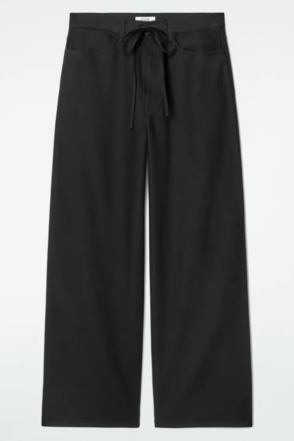 COS WIDE-LEG DRAWSTRING PANTS BLACK Discount