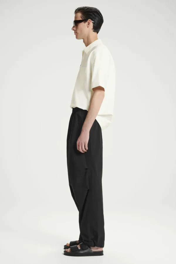 COS WIDE-LEG ELASTICATED COTTON PANTS BLACK Online