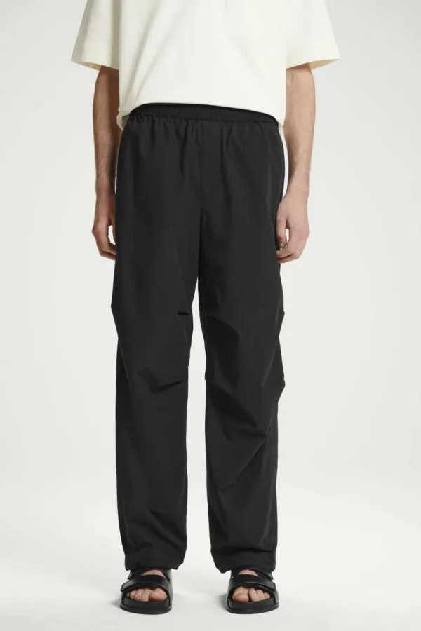 COS WIDE-LEG ELASTICATED COTTON PANTS BLACK Online