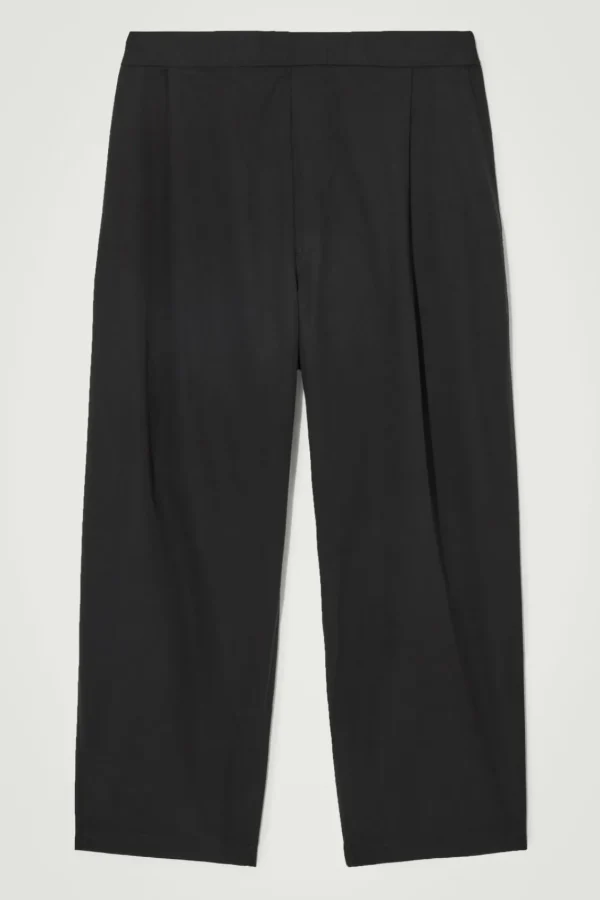 COS WIDE-LEG ELASTICATED PANTS BLACK Hot