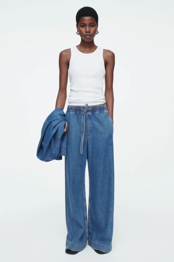 COS WIDE-LEG FLUID DENIM PANTS WASHED BLUE Online