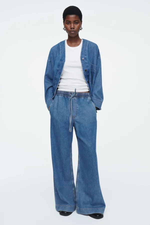 COS WIDE-LEG FLUID DENIM PANTS WASHED BLUE Online