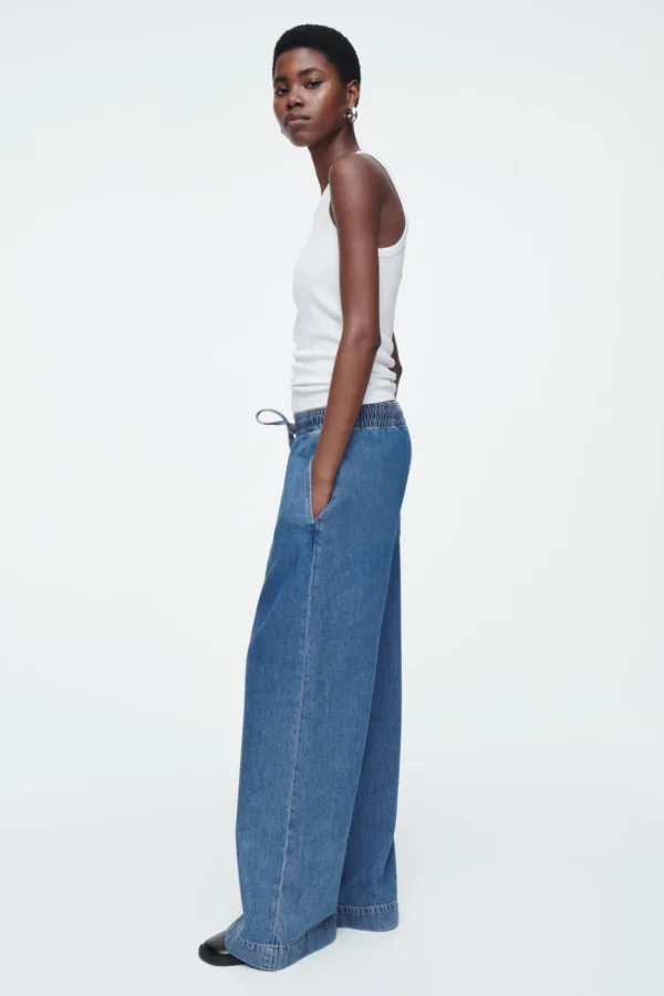 COS WIDE-LEG FLUID DENIM PANTS WASHED BLUE Online