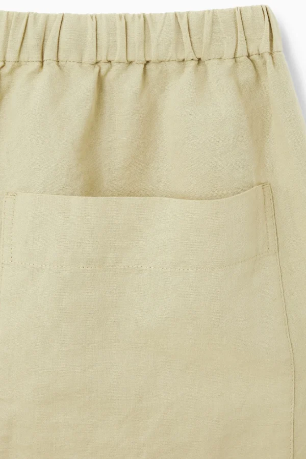 COS WIDE-LEG LINEN DRAWSTRING PANTS WASHED KHAKI Best Sale