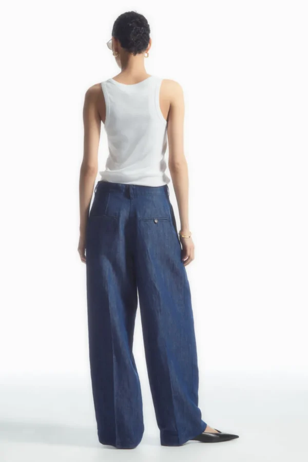 COS WIDE-LEG TAILORED DENIM PANTS BLUE Shop