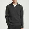 COS WOOL AND COTTON-BLEND HALF-ZIP SWEATER DARK GRAY Shop