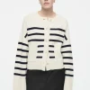 COS WOOL CREW-NECK CARDIGAN WHITE / STRIPED Cheap