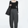 COS WOOL-BLEND BARREL-LEG PANTS GRAY Outlet