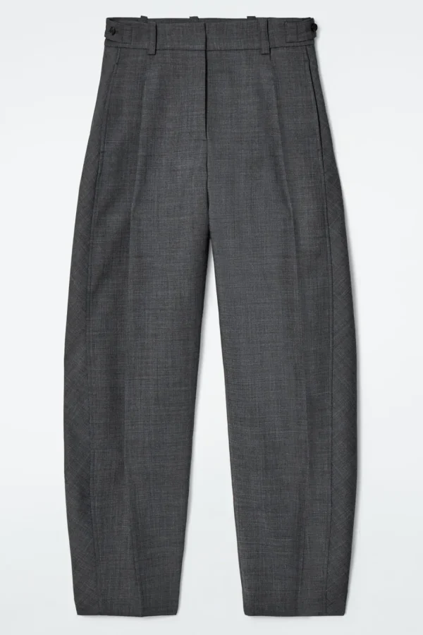 COS WOOL-BLEND BARREL-LEG PANTS GRAY Outlet