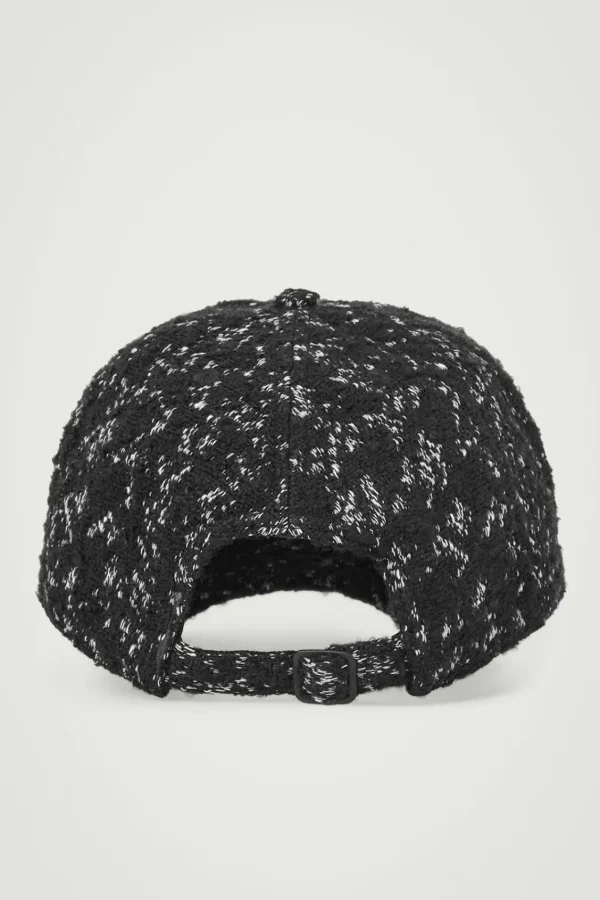 COS WOOL-BLEND BASEBALL CAP BLACK / HOUNDSTOOTH Clearance