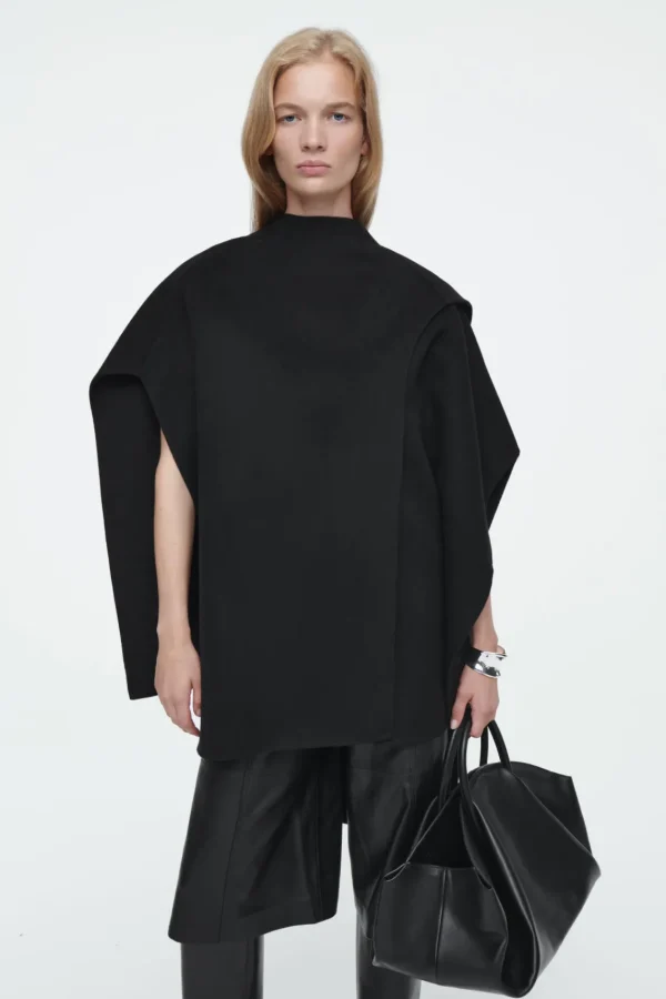 COS WOOL-BLEND CAPE Black Best Sale