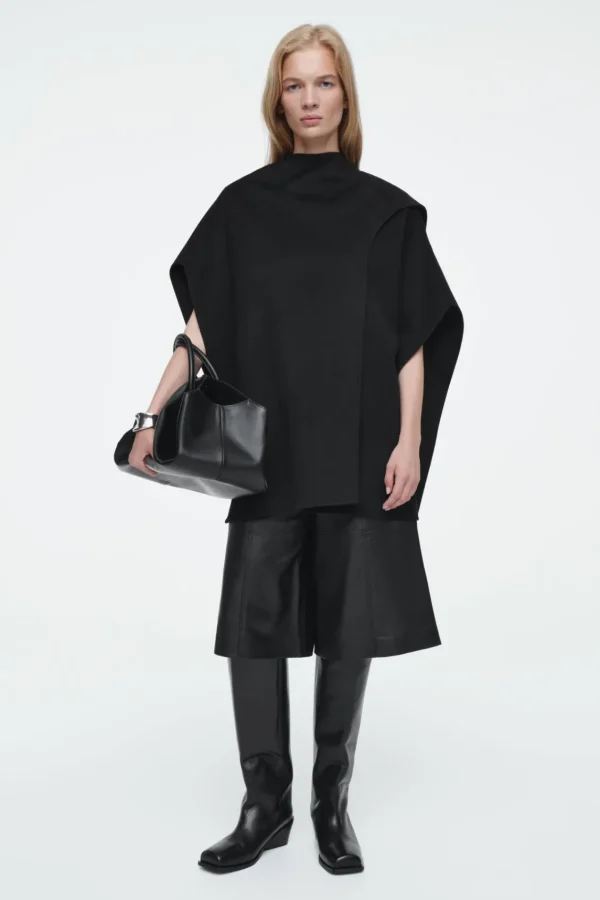 COS WOOL-BLEND CAPE Black Best Sale