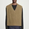 COS WOOL-CASHMERE V-NECK HYBRID TANK DARK GREEN Outlet