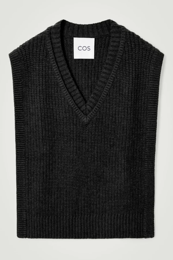 COS WOOL-CASHMERE V-NECK HYBRID TANK BLACK Sale