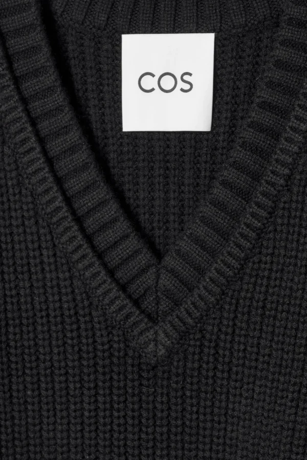 COS WOOL-CASHMERE V-NECK HYBRID TANK BLACK Sale