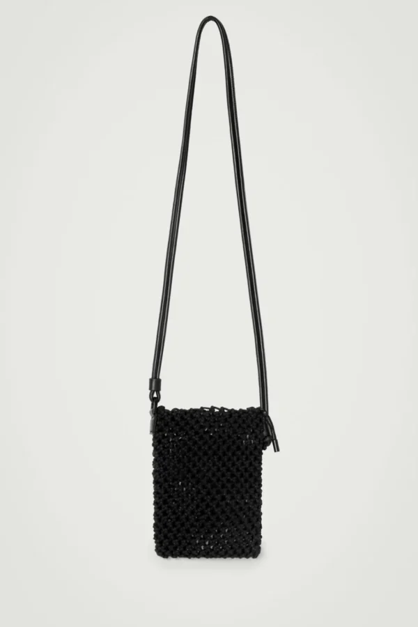 COS WOVEN CROSSBODY POUCH BLACK Clearance