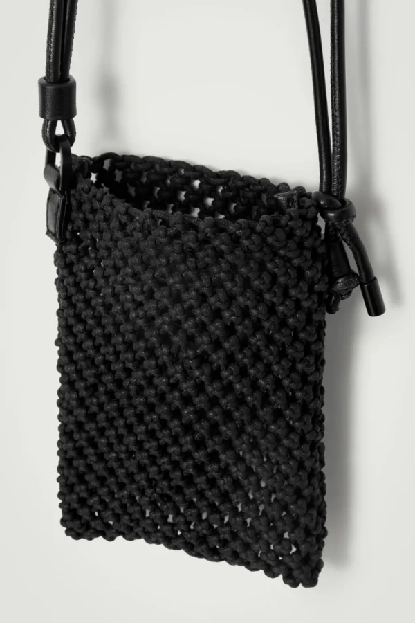 COS WOVEN CROSSBODY POUCH BLACK Clearance