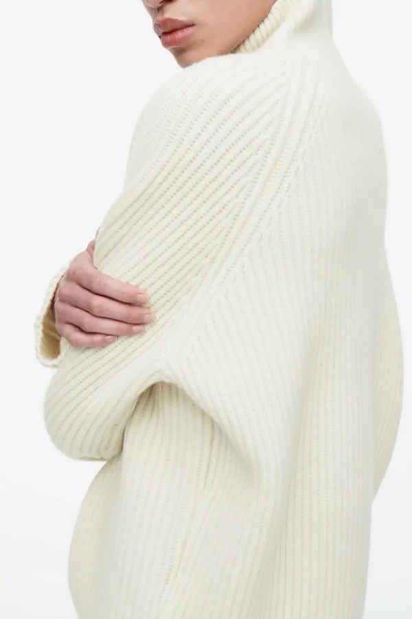 COS WRAP-COLLAR MERINO WOOL JUMPER ECRU Best