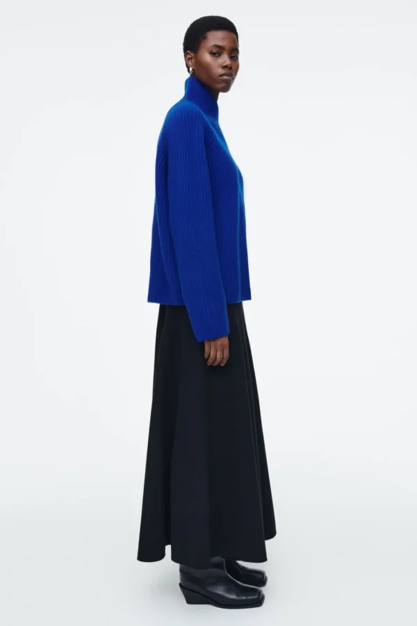 COS WRAP-COLLAR MERINO WOOL JUMPER COBALT BLUE Best