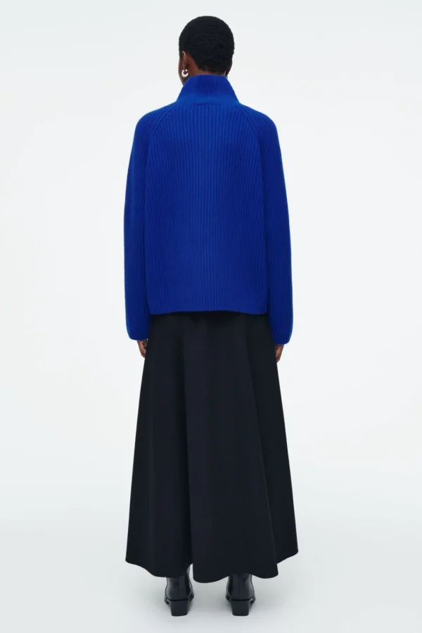 COS WRAP-COLLAR MERINO WOOL JUMPER COBALT BLUE Best