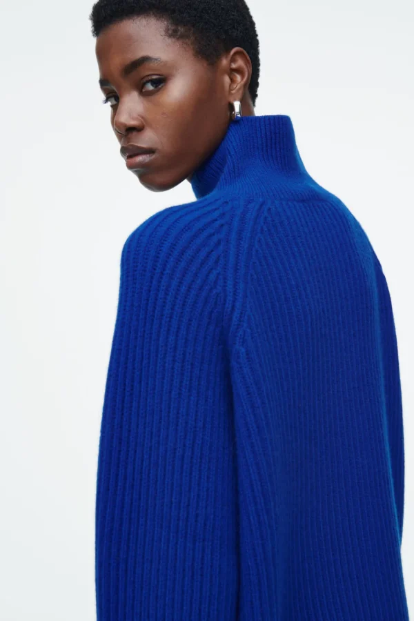 COS WRAP-COLLAR MERINO WOOL JUMPER COBALT BLUE Best