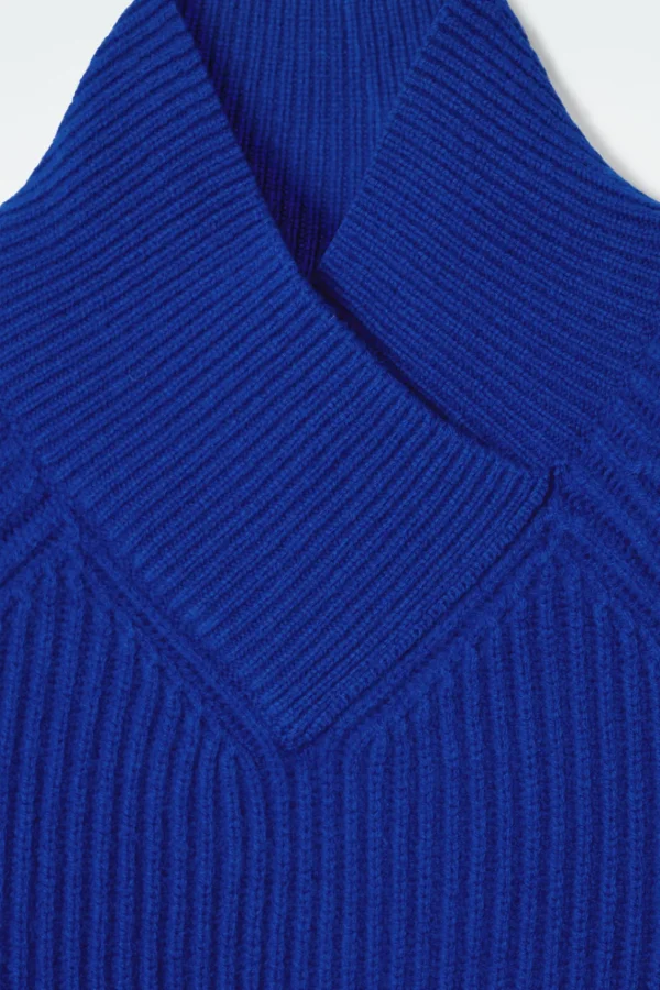 COS WRAP-COLLAR MERINO WOOL JUMPER COBALT BLUE Best